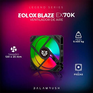 Foto 5 | Foto 5 | Kit Ventilador Gamer Balam Rush Eolox Blaze EX70K 120mm RGB 1200rpm BR-937962 Negro 3 Unidades