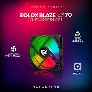 Foto 5 | Foto 5 | Ventilador Gamer Balam Rush Eolox Blaze Ex70 120mm Rgb 1200rpm Br-938044 Color Negro