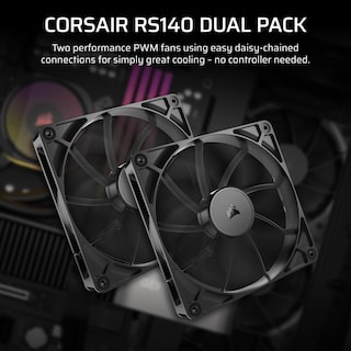Foto 2 | Foto 2 | Ventilador Corsair RS140 140 mm PWM con Cadena Tipo Margarita Negro 2 Piezas - Venta Internacional