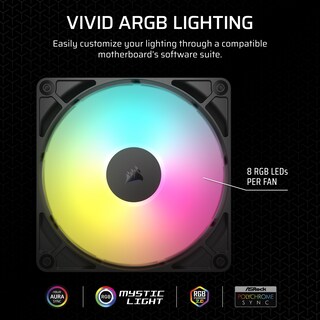 Foto 3 | Foto 3 | Ventilador Corsair RS140 ARGB de 140 mm PWM en Cadena Bajo Nivel de Ruido - Venta Internacional