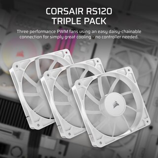 Foto 2 | Foto 2 | Ventilador Corsair RS120 120 mm PWM con Cadena Tipo Margarita Bajo Nivel de Ruido Blanco 3 Piezas - Venta Internacional