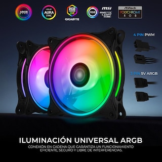 Foto 3 | Foto 3 | Kit 3 Ventiladores Gamer Xtreme Pc Gaming Air Force 120mm Argb 1500rpm Hub 12 Control Negro Cfxtaq120bk