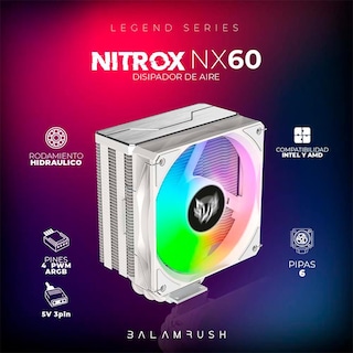 Foto 3 | Foto 3 | Disipador CPU Gamer Balam Rush Nitrox Nx60 120mm Argb Lga 1700 Am5 600-1800 Rpm 4-pin Blanco Br-937924