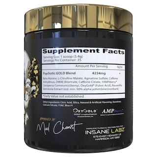 Foto 2 | Foto 2 | Polvo Para Antes Del Entrenamiento Insane Labz Psychotic Gold Con Energía - Venta Internacional.