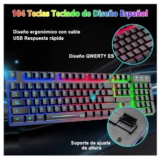 Foto 2 | Foto 2 | Kit Teclado Mouse Gamer Profesional Usb Eo Safe Imports Esi-268 Negro