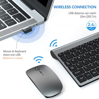 Foto 3 | Foto 3 | Combo de Teclado y Ratón Inalámbricos Topmate Km9000gb Gris - Venta Internacional