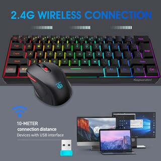 Foto 2 | Foto 2 | Combo De Teclado Y Ratón Inalámbricos Para Juegos Snpurdiri 60% - Venta Internacional.