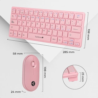 Foto 6 | Foto 6 | Teclado Y Mouse Inalámbrico Techzone Young Poppink 64 Teclas