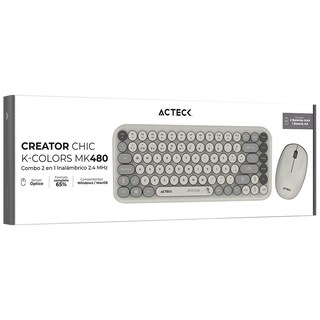 Foto 5 | Foto 5 | Kit Teclado Y Mouse Acteck Creator Chic K-colors Mk480 Inalambrico Usb 2.4 Mhz Gris Ac-940221