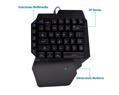 Foto 2 | Foto 2 | Teclado Gamer Virtual Zone color Negro Usb Retroiluminado A Una Mano