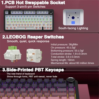 Foto 6 | Foto 6 | Teclado Mecánico Inalámbrico Aula F75 Pro 75% Rgb Rosa Y Negro - Venta Internacional.