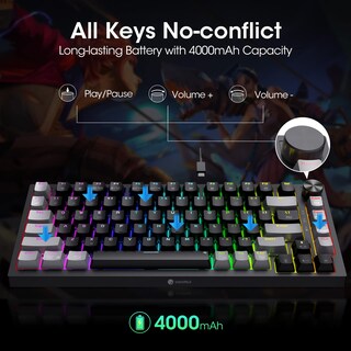 Foto 5 | Foto 5 | Teclado Inalámbrico Rgb Para Juegos Koorui 75% Con Batería De 4000 Mah - Venta Internacional.