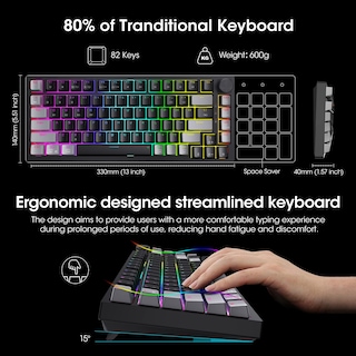 Foto 6 | Foto 6 | Teclado Inalámbrico Rgb Para Juegos Koorui 75% Con Batería De 4000 Mah - Venta Internacional.