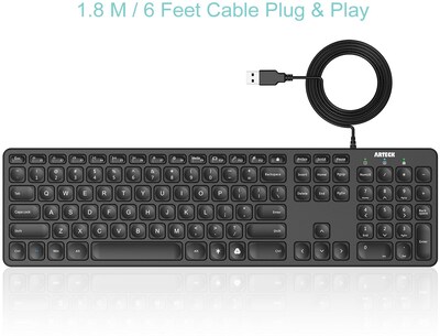 Foto 2 | Foto 2 | Teclado Arteck Con Cable Usb Retroiluminado De Tamaño Completo Para Pc/portátil - Venta Internacional.