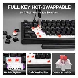 Foto 6 | Foto 6 | Teclado Para Juegos Epomaker Aula F75 Con Cable 75% Con Perilla Negra - Venta Internacional.