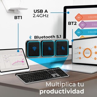 Foto 4 | Foto 4 | Teclado Multidispositivo Acteck Inspire Krea Ti755 Inalambrico Usb 2.4ghz + Bt 5.1 Negro/gris Ac-940085