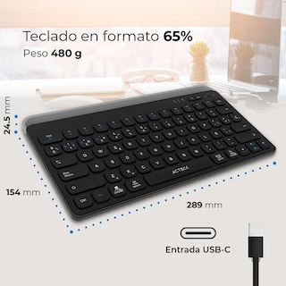 Foto 4 | Foto 4 | Teclado Multidispositivo Acteck Inspire Trek Ti737 Inalambrico Usb 2.4 Mhz + Bt 5.1 Tamaño 65% Negro/gris