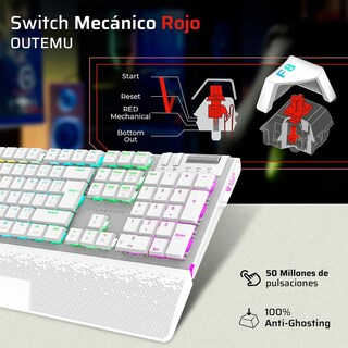 Foto 2 | Foto 2 | Teclado Gamer Mecanico Balam Rush Dominate Expert Gk979i Switch Red Inalambrico Usb 2.4 Ghz + Bt 5.0 Rgb Blanco