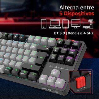 Foto 3 | Foto 3 | Teclado Gamer Mecanico Balam Rush Level Pro Gk990 Switch Red Inalambrico Usb 2.4 Ghz + Bt 5.0 Tamaño 80% Rgb Gris/negro