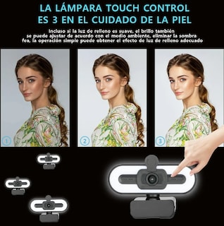 Foto 4 | Foto 4 | Xtellar Webcam 4k Hd Profesional Con Micrófono Y Luz De Relleno Enfoque Automático Y Protección De Privacidad
