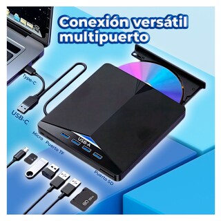 Foto 2 | Foto 2 | Lector Y Grabador De Cd Dvd Mas Hub 7 Puertos Todo En Uno