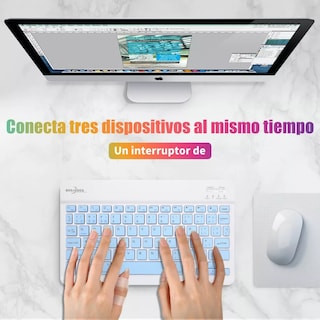 Foto 2 | Foto 2 | Teclado Inalámbrico Bluetooth Eo Safe Imports Esi-8192 Azul