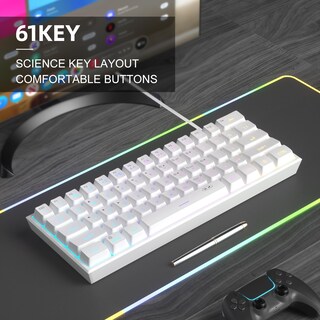 Foto 5 | Foto 5 | Teclado Gaming Magegee Mini 60% Rgb Retroiluminado Ts91 Blanco - Venta Internacional.