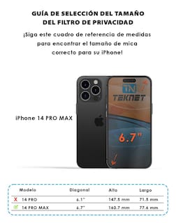 Foto 3 | Foto 3 | Protector de Pantalla Teknet de Privacidad para iPhone 14 Pro Max con Aplicador