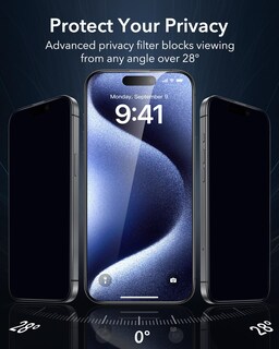 Foto 3 | Foto 3 | Protector De Pantalla Esr Glass 9h+ Para Iphone 15 Pro Privacy, Paquete De 3 - Venta Internacional.