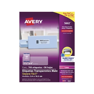 Foto 1 | Foto 1 | 700 Etiquetas Transparente Permanente Avery 3.4 X 10.2 Cm