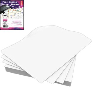 Foto 1 | Foto 1 | Papel Opalina Gruesa 100 Hojas Blancas 225g Carta Paquete Blanco