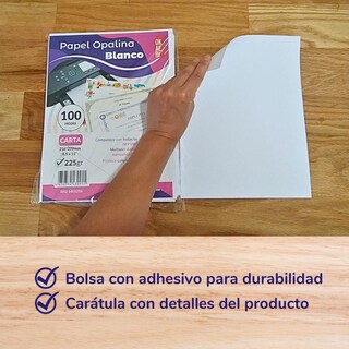 Foto 5 | Foto 5 | Papel Opalina Gruesa 100 Hojas Blancas 225g Carta Paquete Blanco