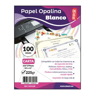 Foto 6 | Foto 6 | Papel Opalina Gruesa 100 Hojas Blancas 225g Carta Paquete Blanco
