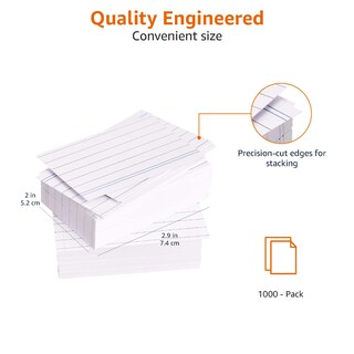 Foto 4 | Foto 4 | Tarjetas De Índice Amazon Basics, Tamaño A8, Rayadas, Blancas (paquete De 1000 Unidades) - Venta Internacional.