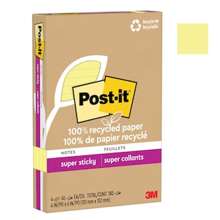 Foto 1 | Foto 1 | Sticky Notes Post-it, Papel 100% Reciclado, 45 Hojas, 4 X 6 Pulgadas - Venta Internacional.