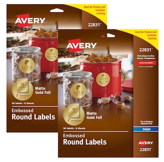 Foto 1 | Foto 1 | Lámina Estampada Label Avery, Redonda, Fácil De Pelar, 5 Cm De Diámetro, Color Dorado 96/pk - Venta Internacional.
