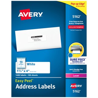 Foto 1 | Foto 1 | Etiquetas De Dirección Avery Easy Peel Sure Feed, 1,3 X 4 Cm, 1400 - Venta Internacional.