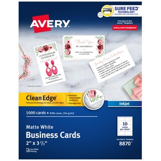 Foto 1 | Foto 1 | Tarjetas De Presentación Avery Clean Edge De 2 X 3,5 Cm, 1000 Unidades, Color Blanco - Venta Internacional.