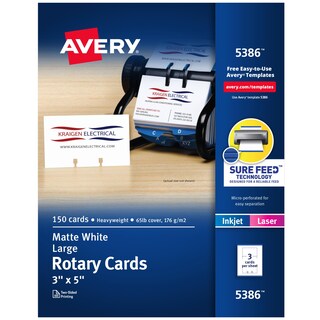 Foto 1 | Foto 1 | Tarjetas Giratorias Imprimibles Avery Sure Feed, 3 X 5 Unidades, Color Blanco, 150 Tarjetas - Venta Internacional.