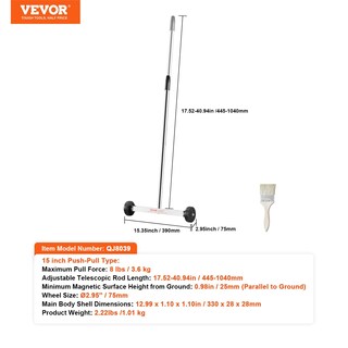 Foto 7 | Foto 7 | Barredora Magnética Vevor Mini De 15 Pulgadas Con Capacidad De 3,6 Kg - Venta Internacional.