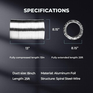 Foto 2 | Foto 2 | Ducting Ipower De Aluminio Flexible Sin Aislamiento De 8 Pulgadas Y 25 M - Venta Internacional.