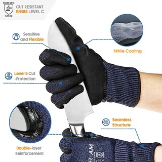 Foto 3 | Foto 3 | Guantes Para Cortar Azules Ventdepot Mxgbe-007 2 Pares Azul