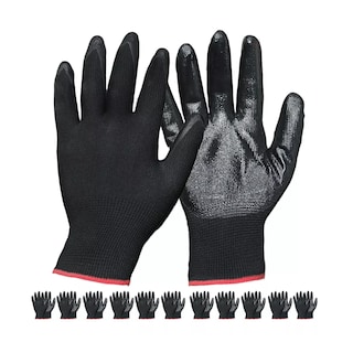 Foto 1 | Foto 1 | Guante Nylon Recubiertos Palma Nitrilo Seguridad 12pcs Eo Safe Imports Esi-15632 Negro