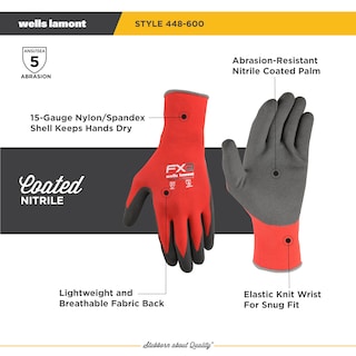 Foto 5 | Foto 5 | Guantes Wells Lamont Fx3 Con Revestimiento De Nitrilo, Agarre, Color Rojo, Tamaño Grande - Venta Internacional.
