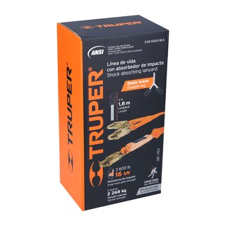 Foto 2 | Foto 2 | Línea de Vida Doble Brazo Truper CAB-5433-18-A color Naranja con Absorbedor de Impacto 1,8 m