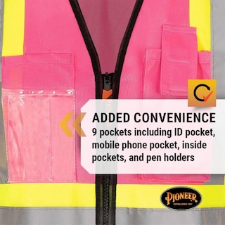 Foto 7 | Foto 7 | Chaleco De Seguridad Pioneer Para Mujer Con Cinta Reflectante De Alta Visibilidad Rosa - Venta Internacional.