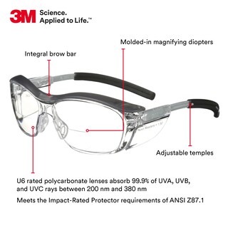 Foto 2 | Foto 2 | Gafas De Seguridad 3m Nuvo Con Lectores Y Lente Transparente De 1,5 Dioptrías - Venta Internacional.