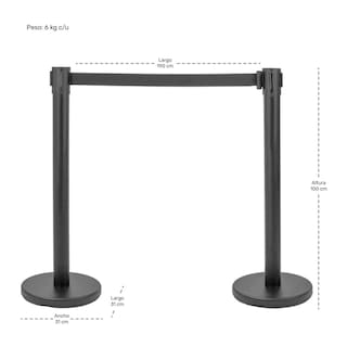 Foto 6 | Foto 6 | Postes Delimitadores Gutstark Unifila Cinta Retráctil Negra 3 PZAS