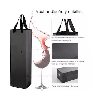 Foto 3 | Foto 3 | 10 Bolsas de Regalo Carton Papel Kraft para Botellas de Vino Negras