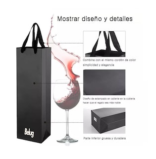 Foto 3 | Foto 3 | 10 Bolsas De Regalo Carton Papel Kraft Para Botellas De Vino Belug Negro